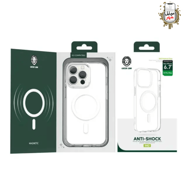 قاب ضد ضربه مگسیف دار شفاف گرین Green 360 anti shock Magnetic Case 14/14Pro/14plus/14ProMax