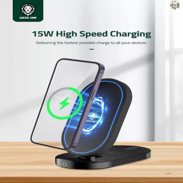 قیمت عمده Green 3in1 stand wireless charger