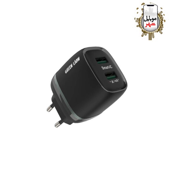 سر شارژ دوپورت 12واتی گرین Green Dual USB 12W Wall Charger GL-W24B