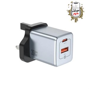 شارژر دیواری پریمیوم 35 واتی گرین Green GaNPremium UK Plug/2-Ports 35W PD