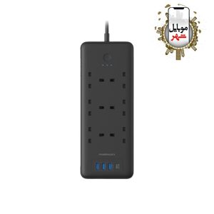 چندراهی برق مدل PWPS48WBK پاورولوژی Powerology 48W 6AC Power Strip with UK Plug