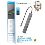 هاب USB-C باریک 6 در 1 پاورولوژی با کیفیت 4K HDMI