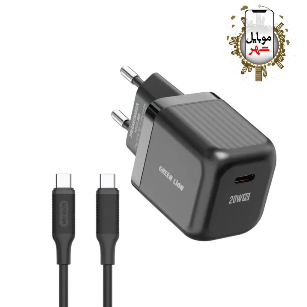 شارژر دیواری اولترا کامپکت با کابل تایپ سی به تایپ سی گرین Green Gan Wall Charger With C To C Cable