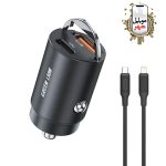 شارژر فندکی خودرو دو پورت رینگ شارژ با کابل تایپ سی به لایتنینگ گرین Green Charge Dual Port Car Charger PD 36w With C To L Cable