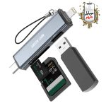 رم ریدر ۳در1 با قابلیت اتصال USB-C و لایتنینگ گرین Green 3in1 Card Reader with USB-C & Lightning Connectivity